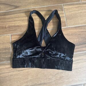 Fabletics Black Velvet Crisscross Sports Bra